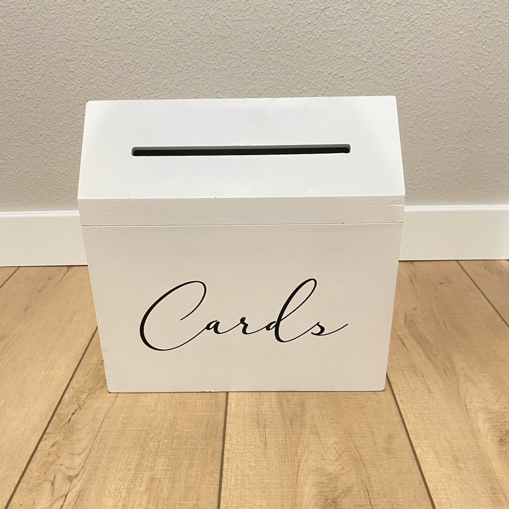 White Card Box with Black Lettering